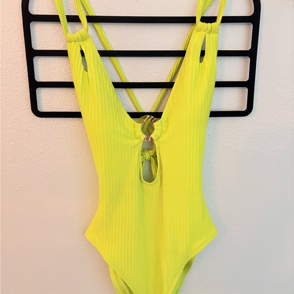 BECCA Neon Yellow Women's Swim Bodysuit